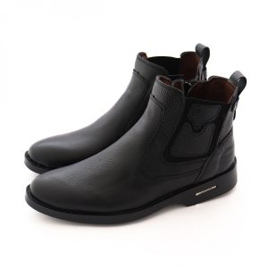 نیم بوت مردانه چرم طبیعی مردانه مدل هوم مشکی hom